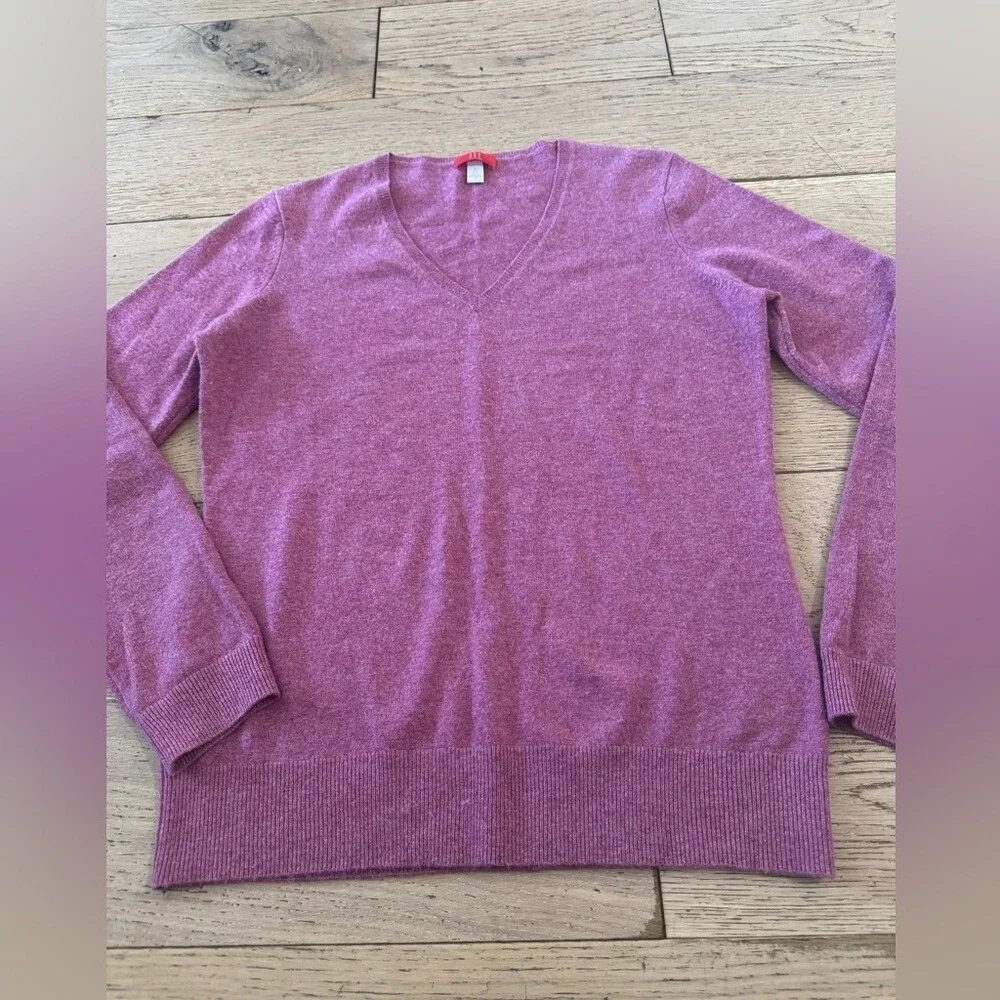 Jennie Liu Womens 100% Cashmere V-Neck Pullover Sweater‎ Pink Size Large (1203)